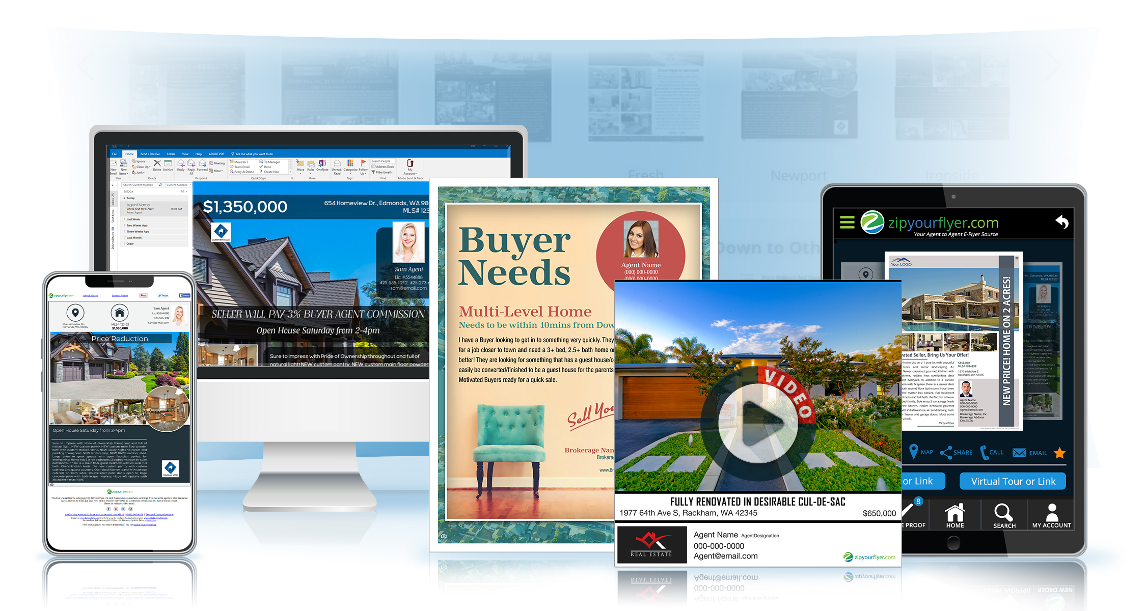 Zip Your Flyer agent email flyer products for real estate listings